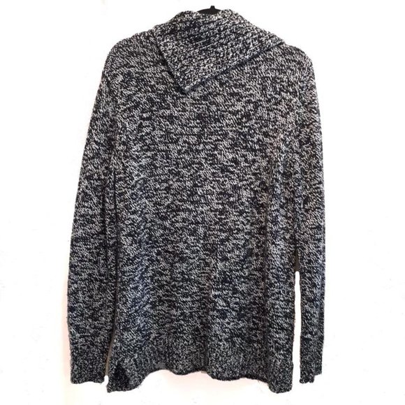 "Lord & Taylor" Split cowl neck sweater/tunic in dark grey. Size large - Picture 2 of 5